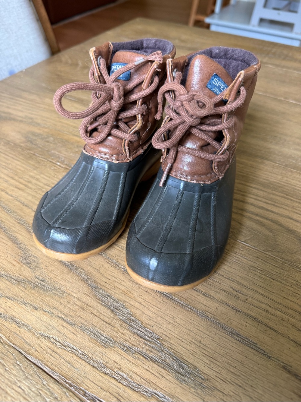 Sperry Brown and Black Kids Waterproof Duck Boots